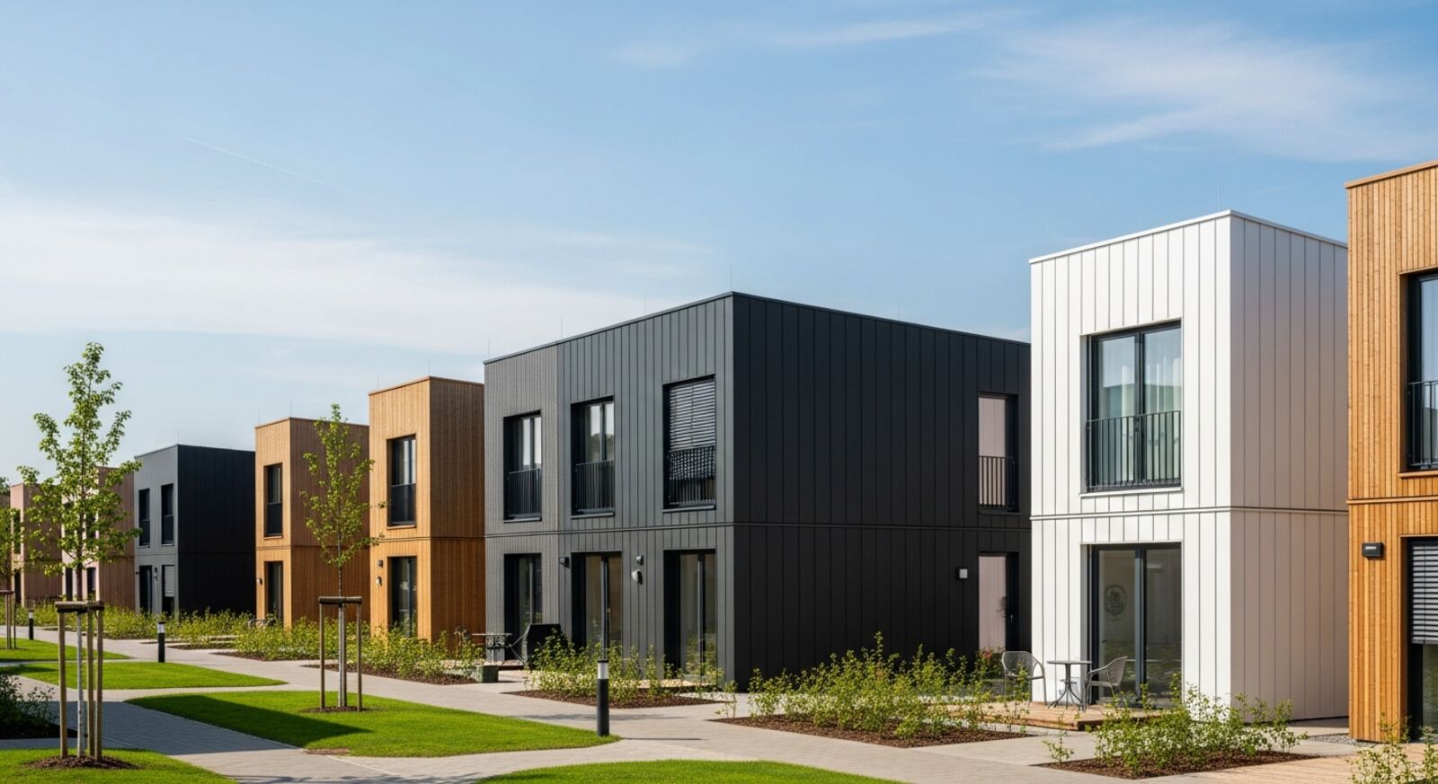 Containerhaus Anbieter im Vergleich – verschiedene moderne Containerhäuser in einer Siedlung Containerhaus Anbieter im Vergleich – verschiedene moderne Containerhäuser in einer Siedlung